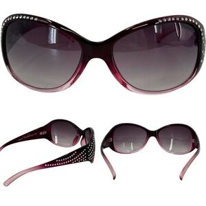 Panama Jack Plum Purple Jeweled Gradient Lens Designer Big Frame Sunglasses